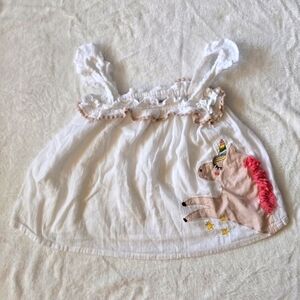 Cartwheels by Charlie Paige Embroidered Unicorn White Dress Cover-up 12-18m